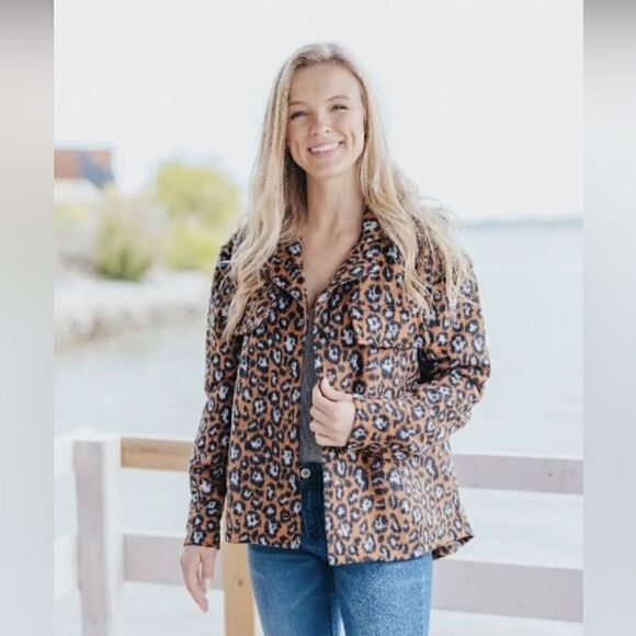 Simply Southern Cheetah Print Jacket Shacket NWT Size Medium - Picture 1 of 12